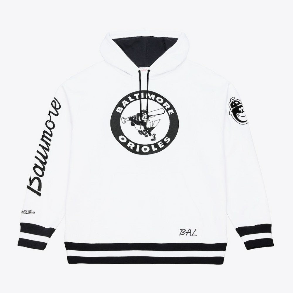 Baltimore Orioles Cooperstown Collection Fleece Hoodie White | Mitchell & Ness