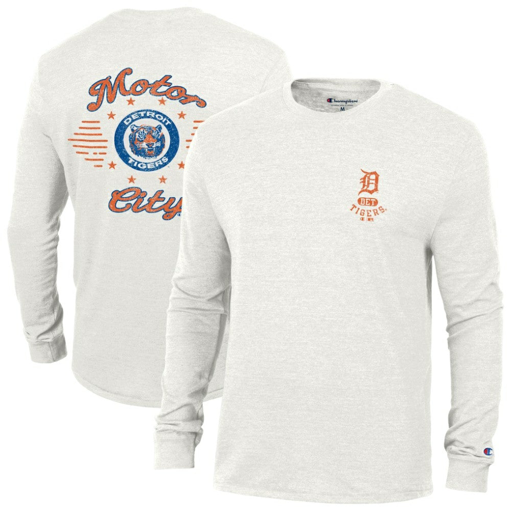Detroit Tigers Champion Cooperstown Winning Tradition Tri-Blend Long Sleeve T-Shirt White