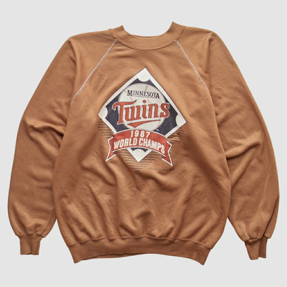 Minnesota Twins Trench 1987 Pullover Sweatshirt Tan Vintage