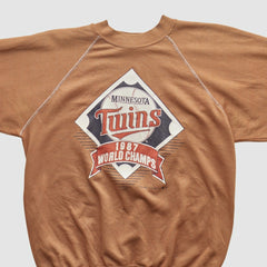 Minnesota Twins Trench 1987 Pullover Sweatshirt Tan Vintage