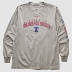 Philadelphia Phillies Majestic 2000s Long Sleeve T-shirt Heather Gray Vintage