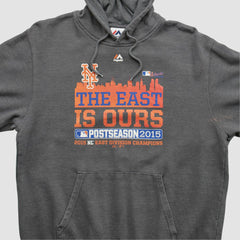 New York Mets Majestic 2015 Hooded Pullover Sweatshirt Dark Heather Gray Vintage