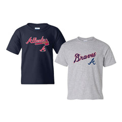 Atlanta Braves Soft as a Grape Youth 2-Pack Logo T-Shirt Set Navy/Gray