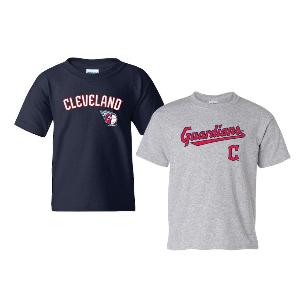 Cleveland Guardians Soft as a Grape Youth 2-Pack Logo T-Shirt Set Navy/Gray