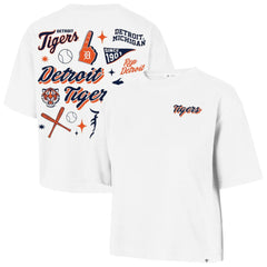 Detroit Tigers Women's Collage Script Reed City T-Shirt White | 47 brand