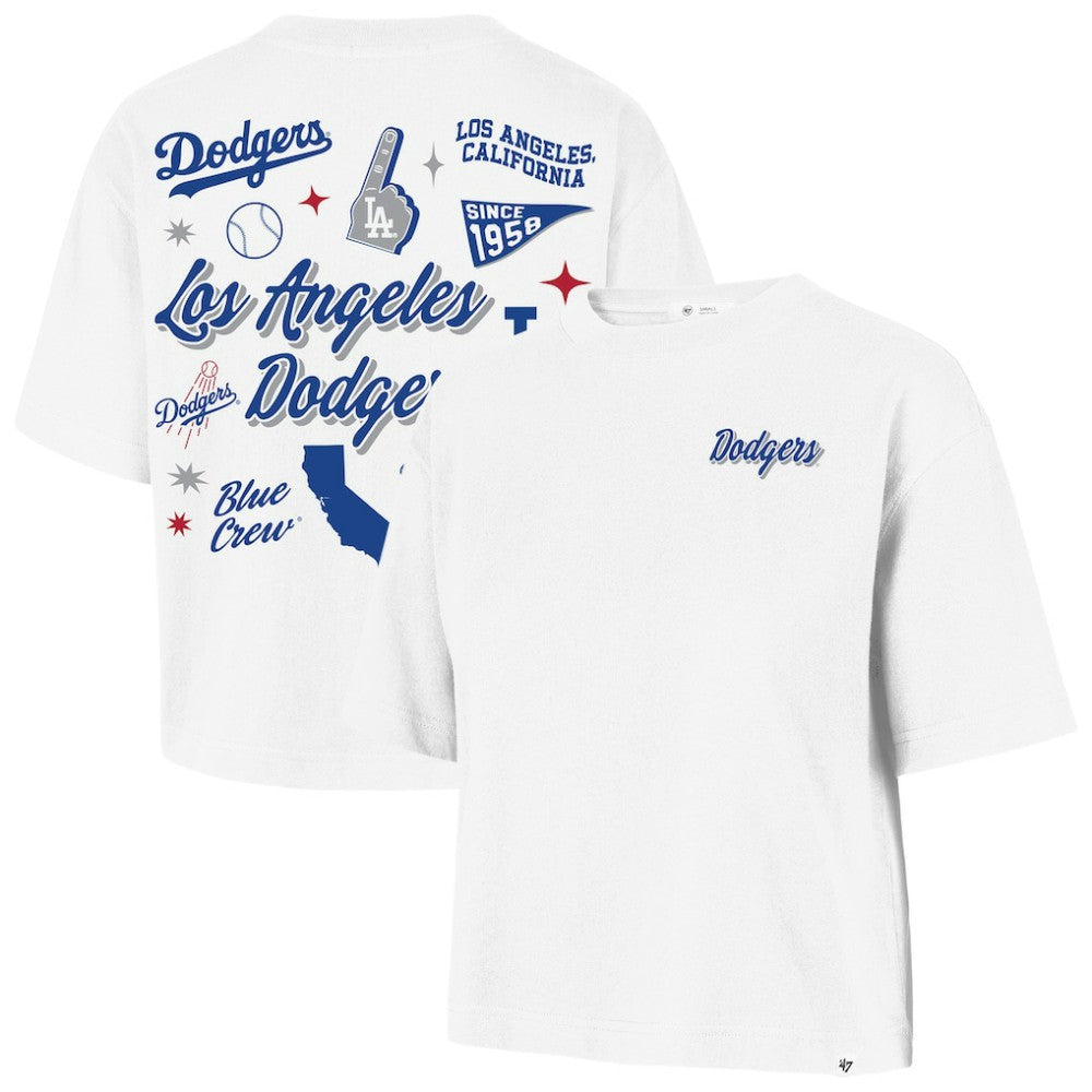 Los Angeles Dodgers Women's Collage Script Reed City T-Shirt White | 47 brand