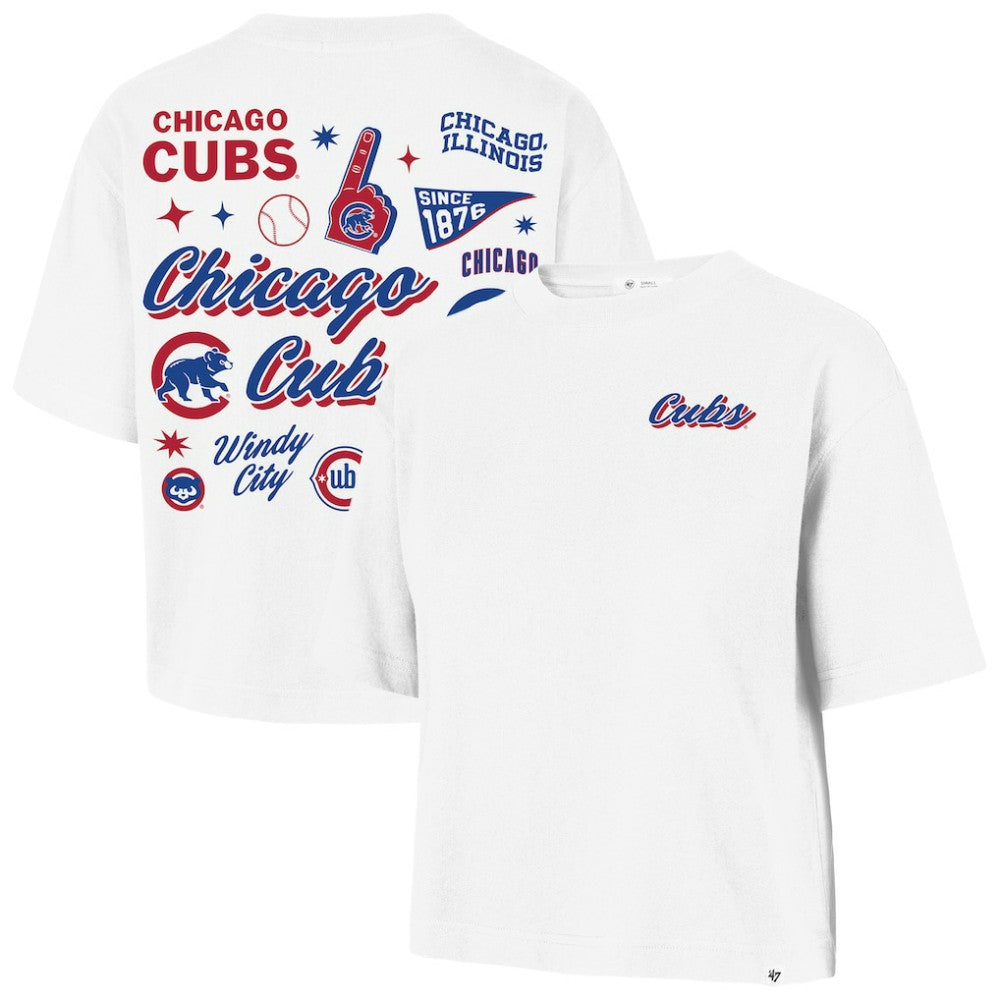 Chicago Cubs Women's Collage Script Reed City T-Shirt White | 47 brand