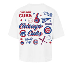 Chicago Cubs Women's Collage Script Reed City T-Shirt White | 47 brand