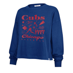 Chicago Cubs Women's Team Collage Sydney Long Sleeve T-Shirt Royal | 47 brand