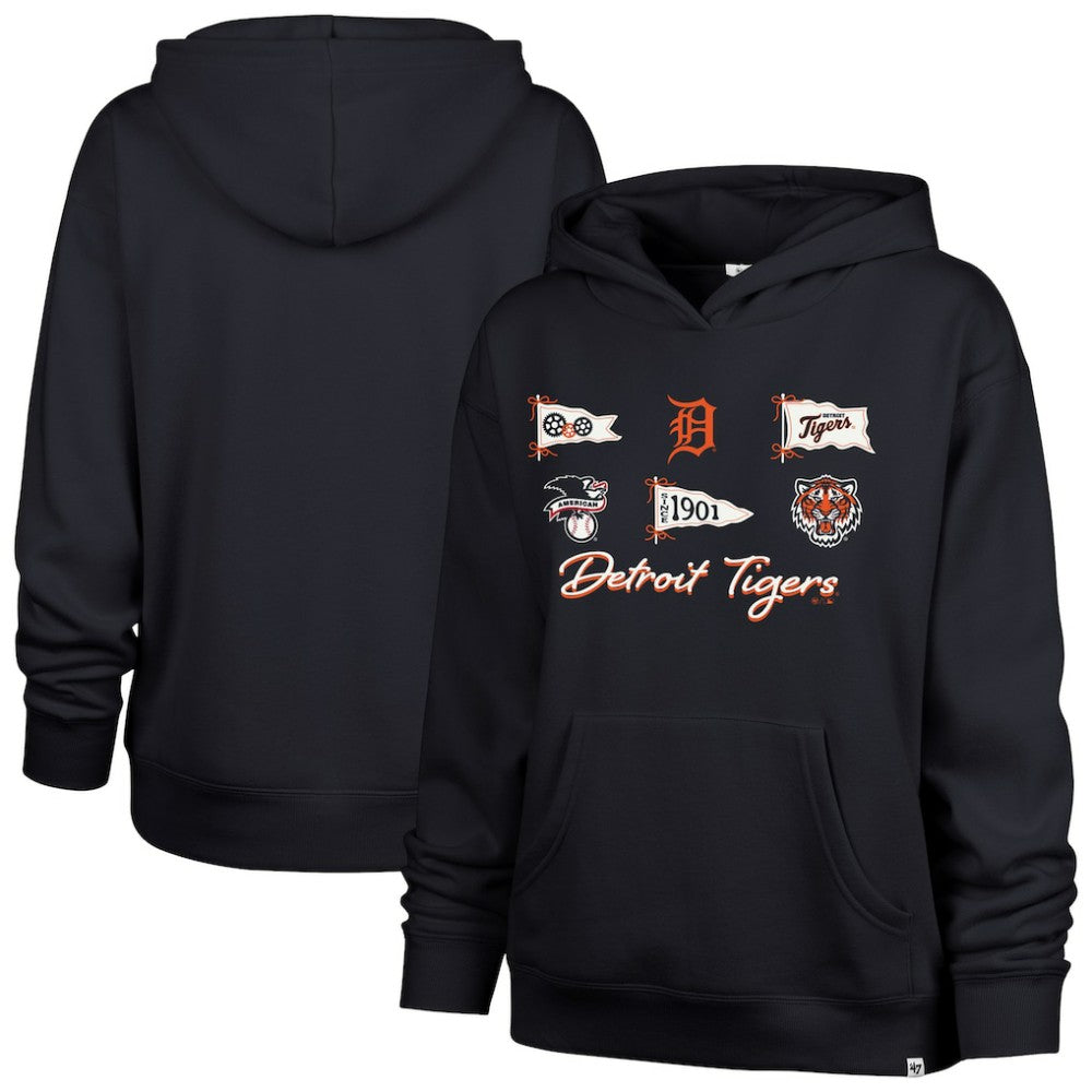 Detroit Tigers Women's Bow & Banners Naomi Hoodie Navy | 47 brand