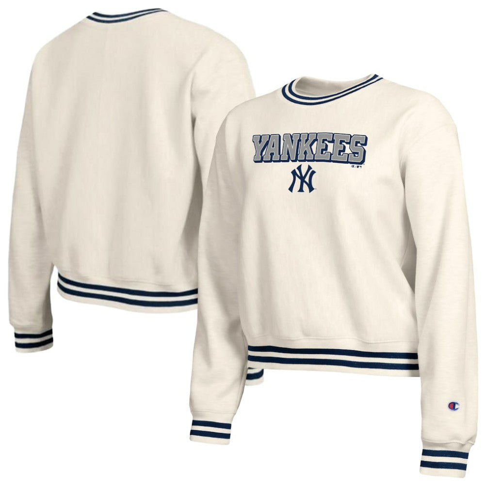 New York Yankees Champion Women's Reverse Weave Sweatshirt Cream