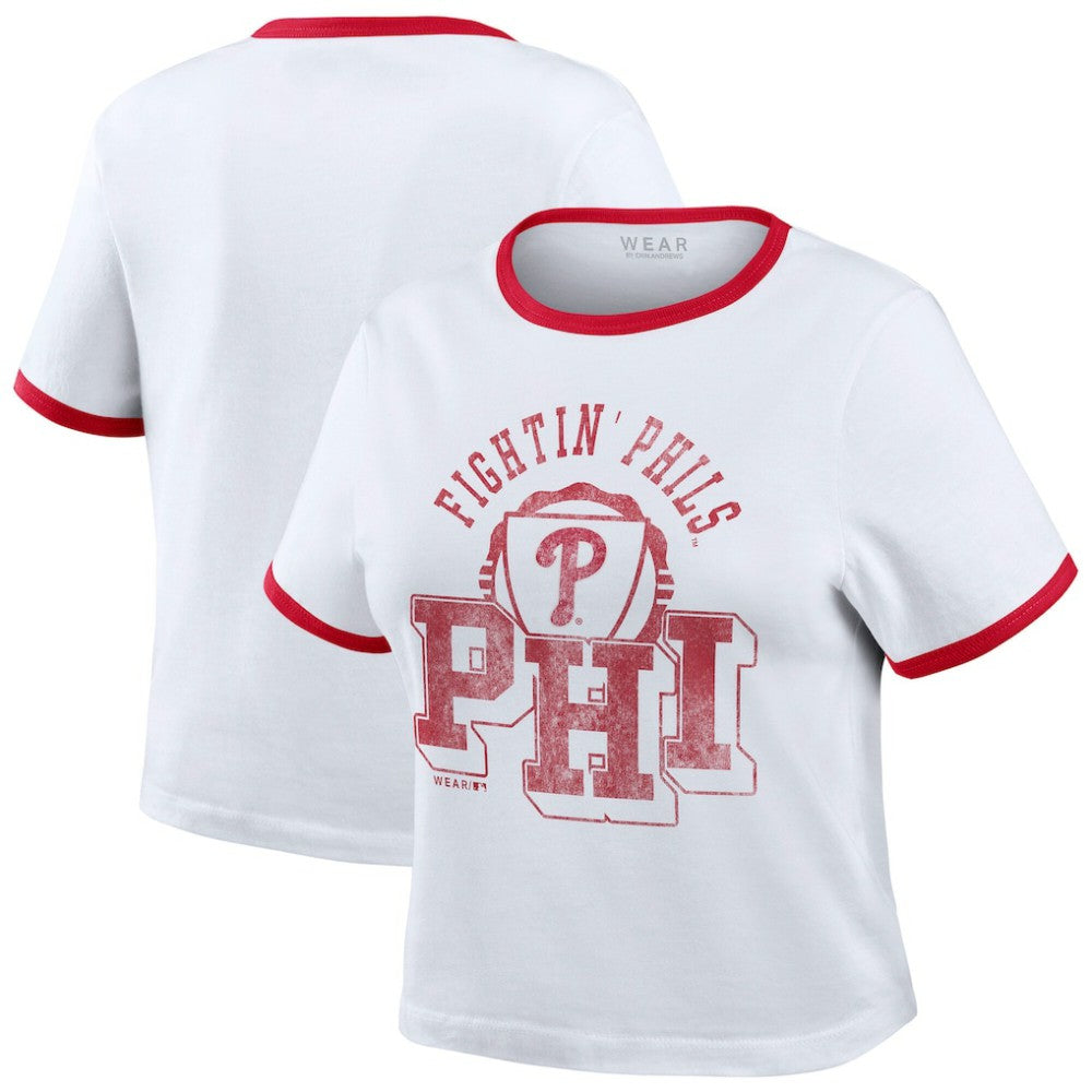 Philadelphia Phillies WEAR by Erin Andrews Women's Ringer Baby T-Shirt White