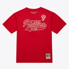 Philadelphia Phillies Script Sweep Arch T-Shirt Red | Mitchell & Ness