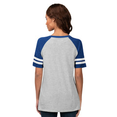 Chicago Cubs G-III 4Her by Carl Banks Women's Goal Line Raglan V-Neck T-Shirt Heather Gray