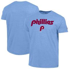 Philadelphia Phillies Champion Cooperstown Wordmark Lockup Tri-Blend T-Shirt Light Blue