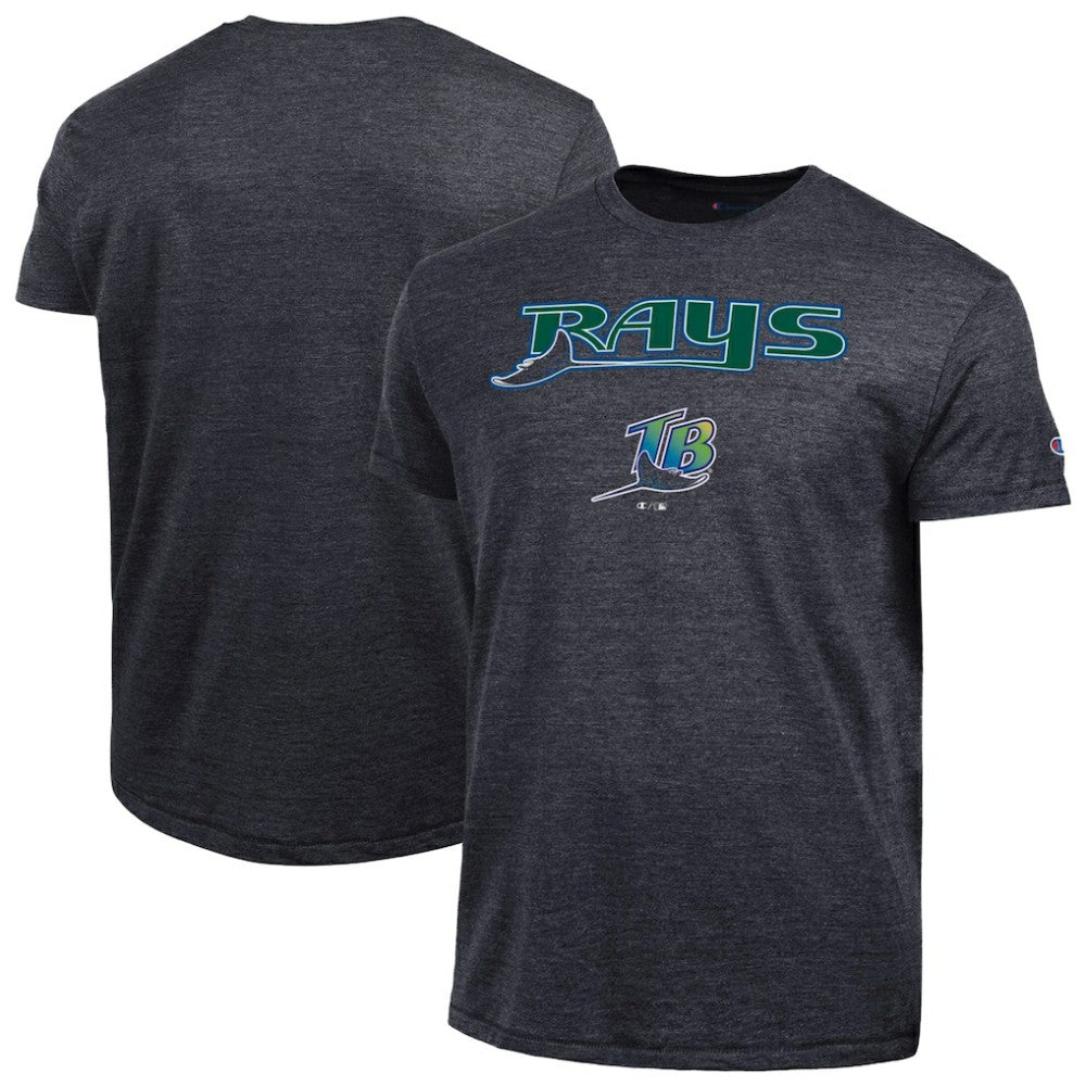 Tampa Bay Rays Champion Cooperstown Wordmark Lockup Tri-Blend T-Shirt Black