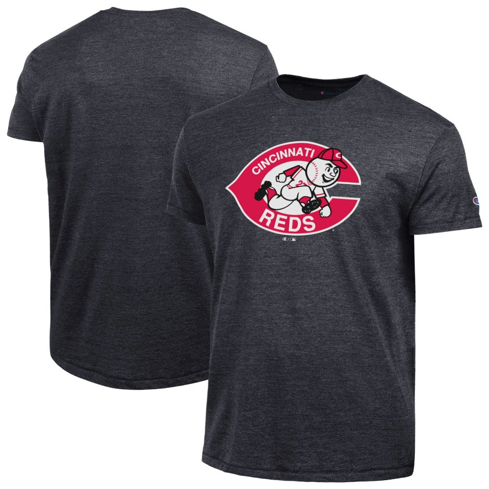 Cincinnati Reds Champion Cooperstown Logo Tri-Blend T-Shirt Black