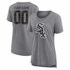 Chicago White Sox Women's Heritage Personalized Any Name & Number Tri-Blend T-Shirt Gray