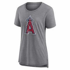Los Angeles Angels Women's Heritage Personalized Any Name & Number Tri-Blend T-Shirt Gray