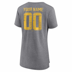 Pittsburgh Pirates Women's Heritage Personalized Any Name & Number Tri-Blend T-Shirt Gray