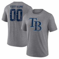 Tampa Bay Rays Heritage Personalized Any Name & Number Tri-Blend T-Shirt Gray