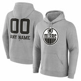 Edmonton Oilers Big & Tall Personalized Name & Number Monochrome Pullover Hoodie Gray