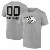 Nashville Predators Big & Tall Personalized Name & Number Monochrome T-Shirt Gray