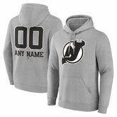 New Jersey Devils Big & Tall Personalized Name & Number Monochrome Pullover Hoodie Gray