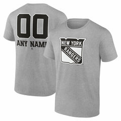 New York Rangers Big & Tall Personalized Name & Number Monochrome T-Shirt Gray