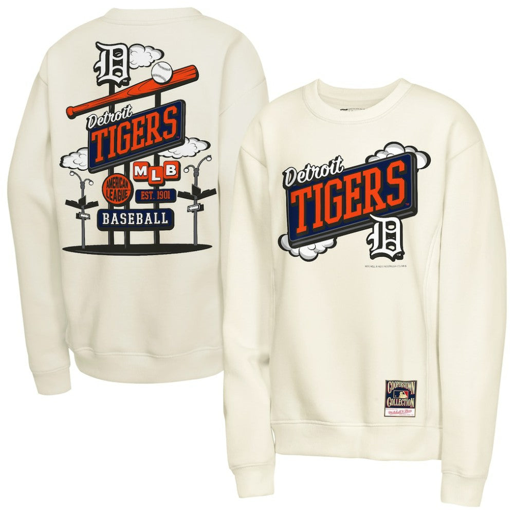 Detroit Tigers Youth Retro Billboard Sweatshirt Natural | Mitchell & Ness