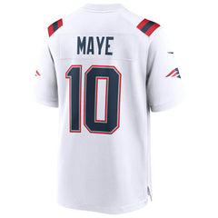 Drake Maye New England Patriots Super Bowl LX Patch Game Jersey - White