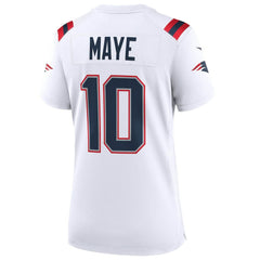 Drake Maye New England Patriots Women's Super Bowl LX Patch Game Jersey - White