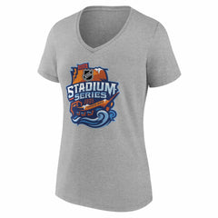 Boston Bruins Women's 2026 NHL Stadium Series Personalized Name & Number V-Neck T-Shirt Gray
