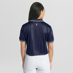 Houston Astros WEAR by Erin Andrews Women's Cropped Polo Navy