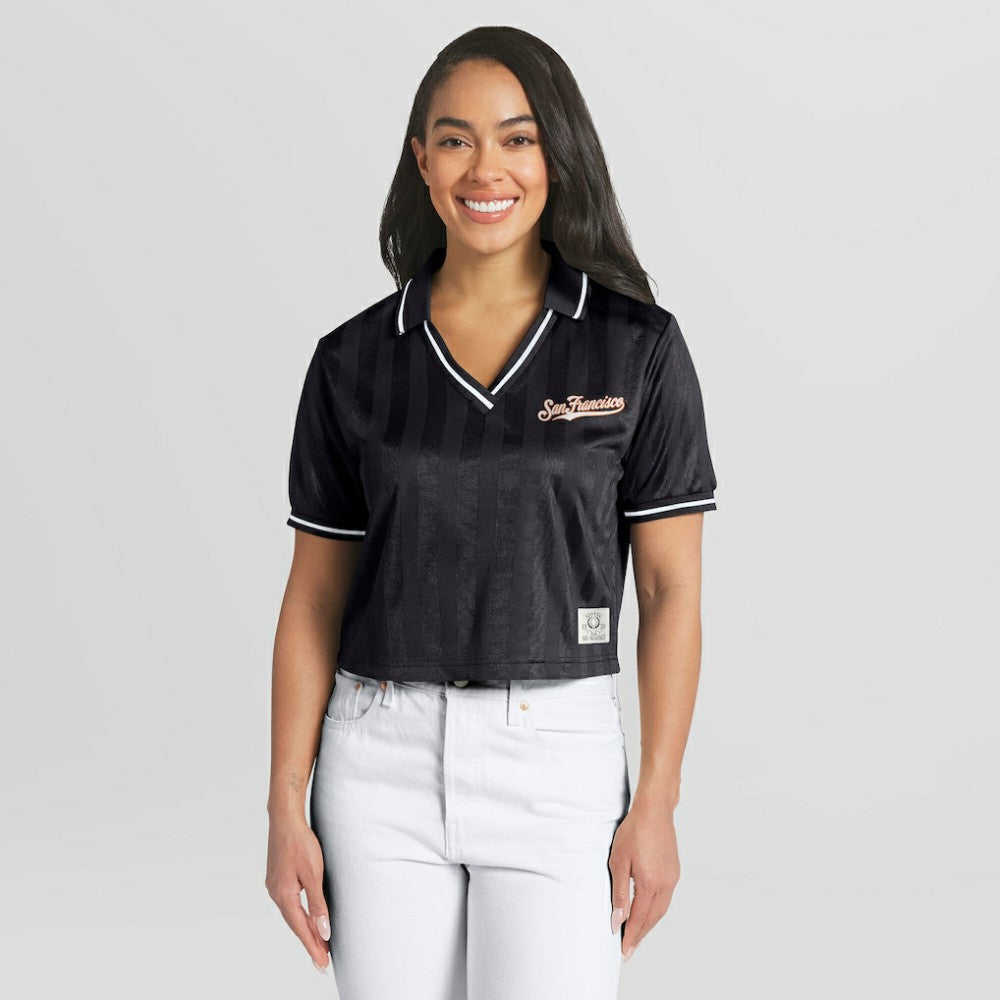 San Francisco Giants WEAR by Erin Andrews Women's Cropped Polo Black
