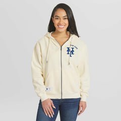 New York Mets WEAR by Erin Andrews Women's Full-Zip Hoodie Cream