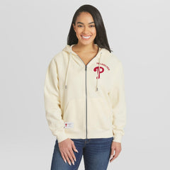 Philadelphia Phillies WEAR by Erin Andrews Women's Full-Zip Hoodie Cream