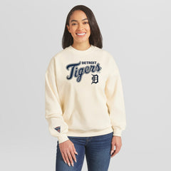 Detroit Tigers WEAR by Erin Andrews Women's Heavyweight Crew Neck Sweatshirt Cream