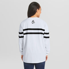 Baltimore Orioles WEAR by Erin Andrews Women's Oversized Long Sleeve Striped T-Shirt White