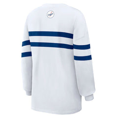 Los Angeles Dodgers WEAR by Erin Andrews Women's Oversized Long Sleeve Striped T-Shirt White