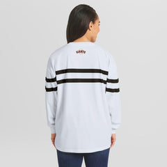 San Francisco Giants WEAR by Erin Andrews Women's Oversized Long Sleeve Striped T-Shirt White