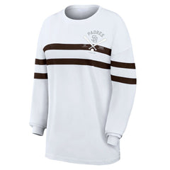 San Diego Padres WEAR by Erin Andrews Women's Oversized Long Sleeve Striped T-Shirt White