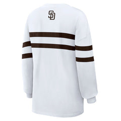 San Diego Padres WEAR by Erin Andrews Women's Oversized Long Sleeve Striped T-Shirt White