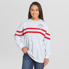 St. Louis Cardinals WEAR by Erin Andrews Women's Oversized Long Sleeve Striped T-Shirt White