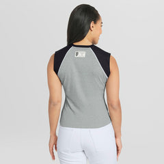 San Francisco Giants WEAR by Erin Andrews Women's Cropped Raglan Tank Top Heather Gray