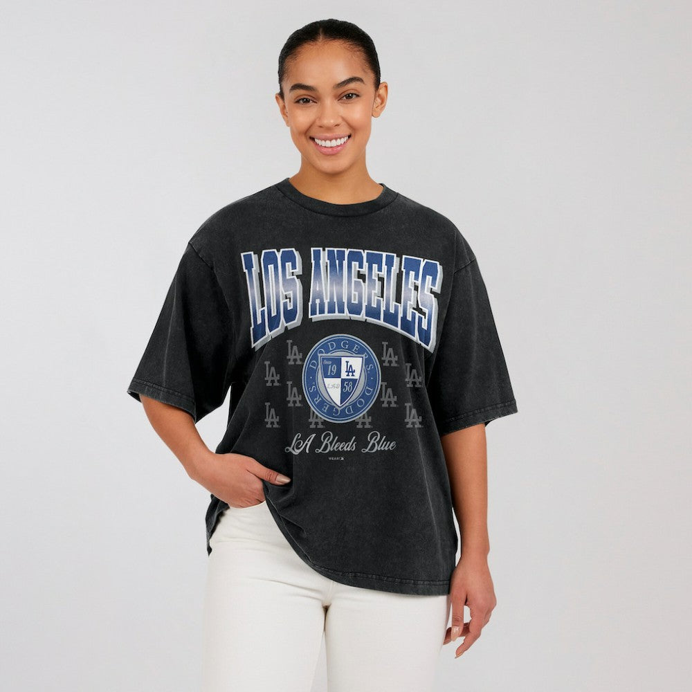 Los Angeles Dodgers WEAR by Erin Andrews Women's Oversized Boyfriend T-Shirt Black
