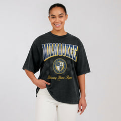 Milwaukee Brewers WEAR by Erin Andrews Women's Oversized Boyfriend T-Shirt Black