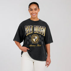 San Diego Padres WEAR by Erin Andrews Women's Oversized Boyfriend T-Shirt Black