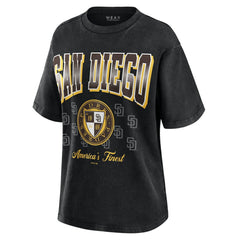 San Diego Padres WEAR by Erin Andrews Women's Oversized Boyfriend T-Shirt Black
