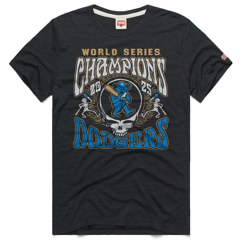 Los Angeles Dodgers x Grateful Dead Homage 2026 Gold Collection Label Tri-Blend T-Shirt Charcoal